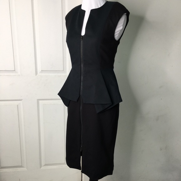 Ted Baker Womens Black Sleeveless Full Zip Peplum Sheath Dress Size 1 Small - Picture 5 of 13